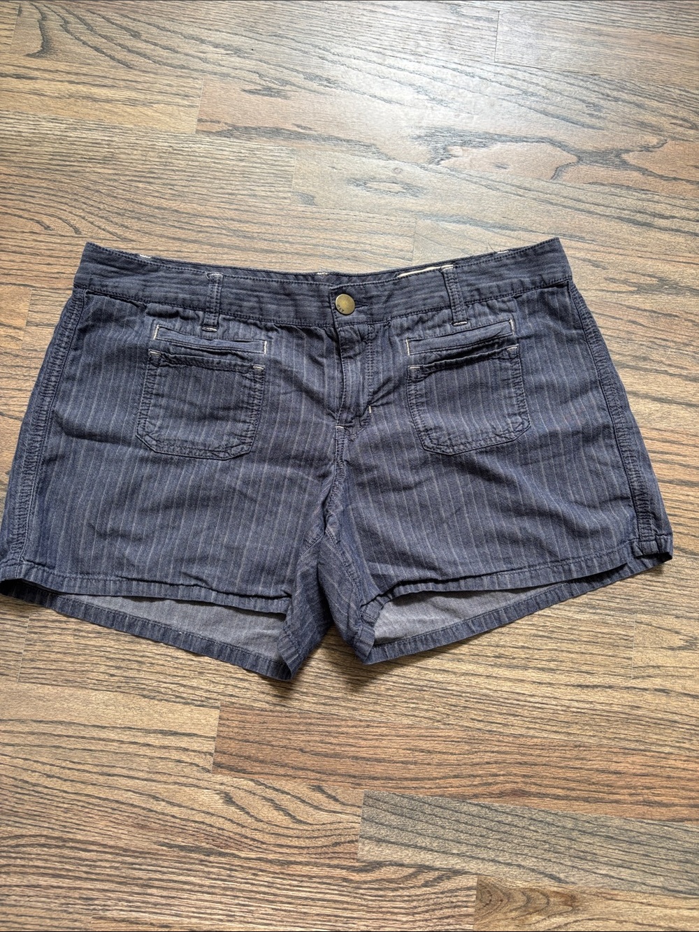 J. Crew Women's lightweight Navy Pinstripe Denim-Look Shorts